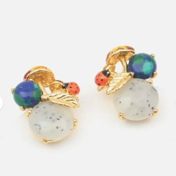Les NEREIDES Mushroom Ladybug 🐞 Gold tone - Picture 1 of 3